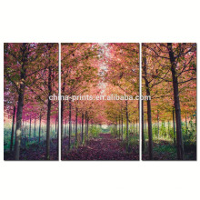 Триптих Кленовое дерево Холст стены искусства для гостиной / Лаванда лесной холст Печать / Осенний пейзаж Wall Picture